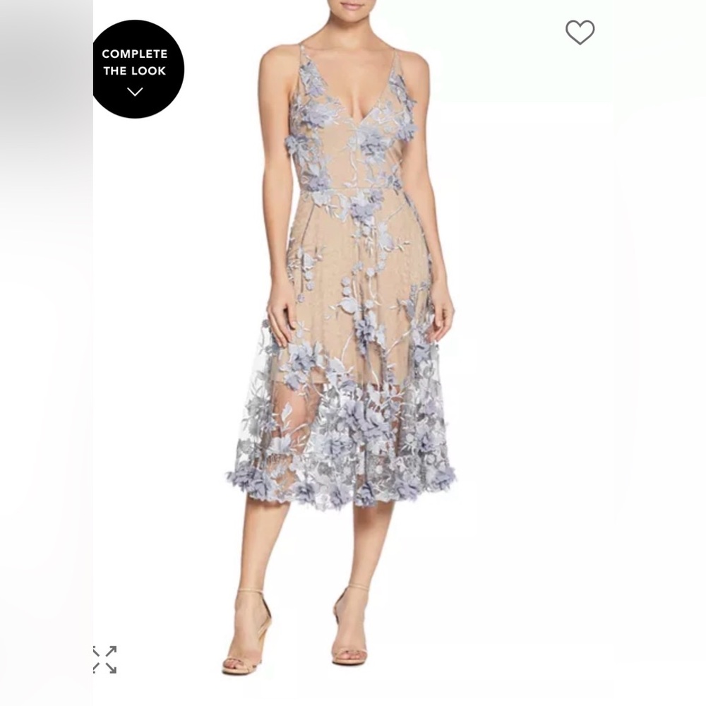 NEW Dress the Population Audrey Floral Lace Midi Dress, Small
